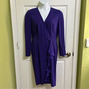 Daymor Couture Purple Flounce Dress Vintage 1980s Elegant Evening Wear Sz 12